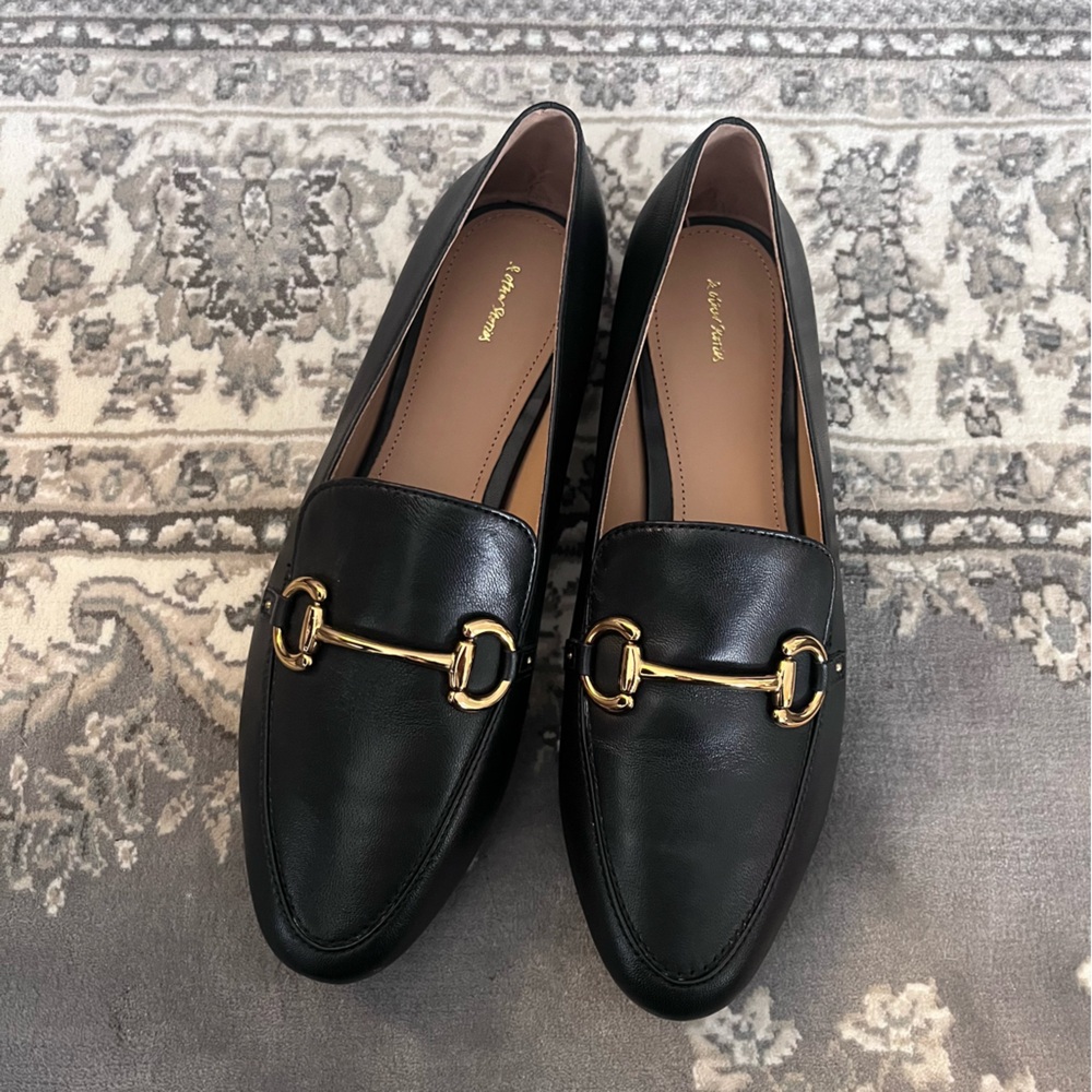 NWT & OTHER STORIES Leather Buckle Front Loafers in Black EU 38/US 8 RARE - Picture 2 of 5